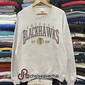 Vintage Chicago Blackhawks Hockey Sweatshirt, Retro 90s NHL Blackhawks Shirt Tee